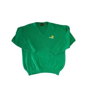 VTG 80s Blarney Castle Ireland Sweater V Neck Kelly Green M Acrylic